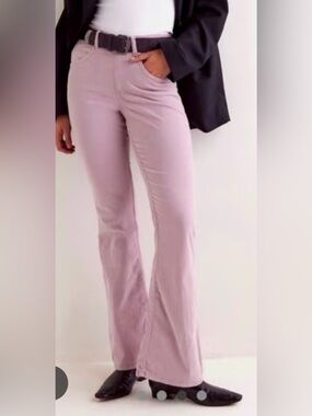 FREE PEOPLE CRVY Karma Cord Flare Jeans In Lilac Smoke Sz XXL MSRP $128 \"Flaw\"